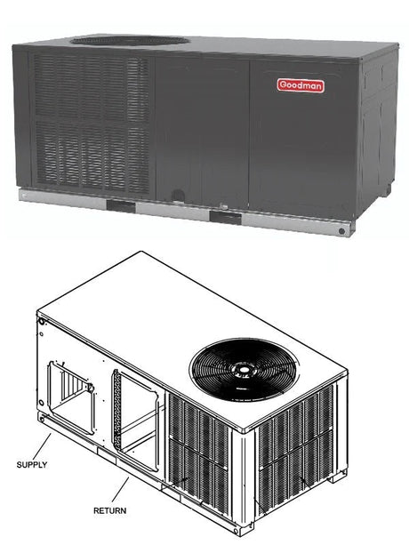 Goodman 4.0 Ton 13.4 SEER Dedicated Horizontal Packaged Heat Pump GPHH34841 - AC units for less