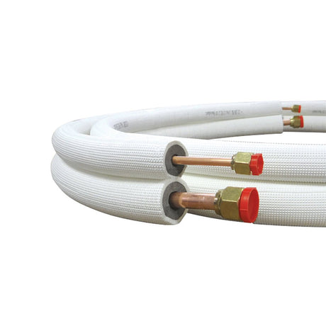 Lineset non flared mini split, 1/2 in insulation, 1/4 in liquid line od, 1/2 in suction line od, 25 ft lg, copper, polyethylene insulation - AC units for less