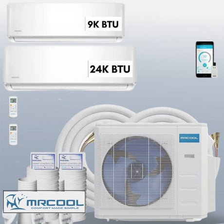 MRCOOL DIY Mini Split 33,000 BTU 2 Zone Ductless Air Conditioner and Heat Pump DIY-B-236HP0924 - AC units for less