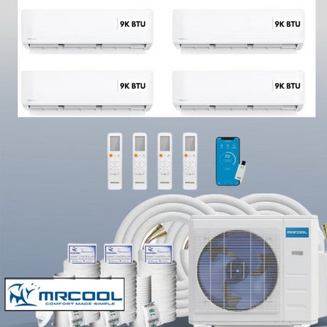 MRCOOL DIY Mini Split 36,000 BTU 4 Zone Ductless Air Conditioner and Heat Pump DIY-B-436HP09090909 - AC units for less
