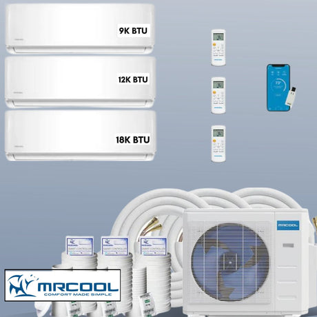 MRCOOL DIY Mini Split 39,000 BTU 3 Zone Ductless Air Conditioner and Heat Pump DIY-B-336HP091218 - AC units for less