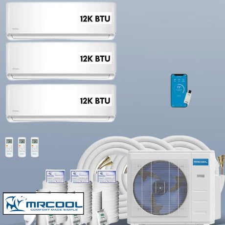MRCOOL DIY Mini Split 42,000 BTU 3 Zone Ductless Air Conditioner and Heat Pump DIY-B-336HP121212 - AC units for less