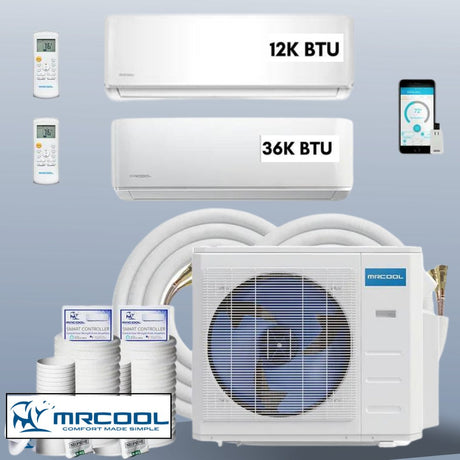 MRCOOL DIY Mini Split 48,000 BTU 2 Zone Ductless Air Conditioner and Heat Pump DIY-B-248HP1236 - AC units for less