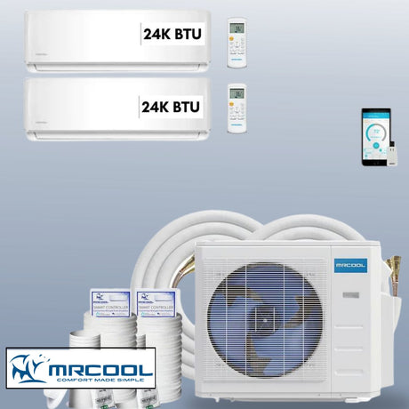 MRCOOL DIY Mini Split 48,000 BTU 2 Zone Ductless Air Conditioner and Heat Pump DIY-B-248HP2424 - AC units for less