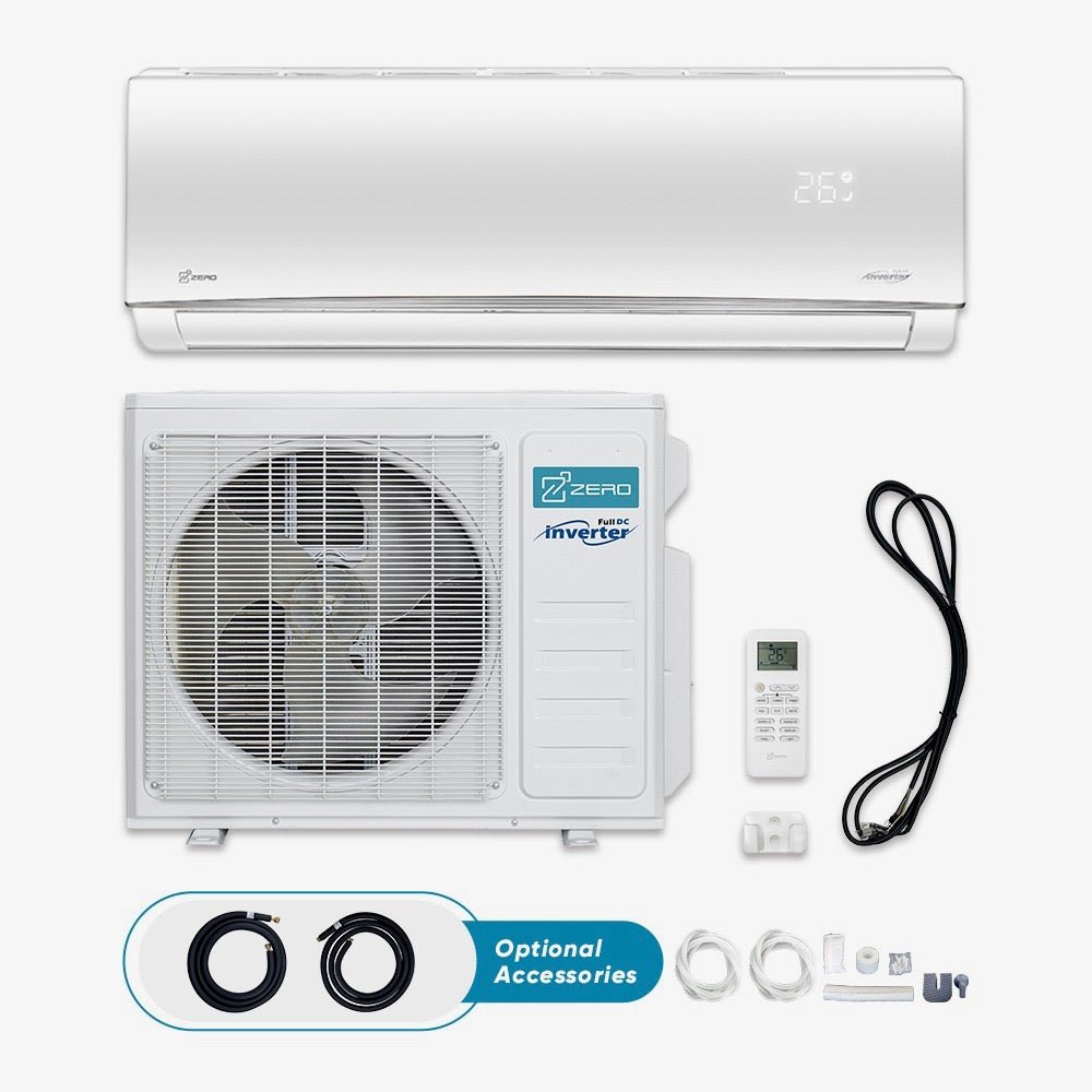 12,000 BTU 18 SEER2 Zero Z Max R454B Series, Cooling & heating, 115V~/60Hz/1P, System with Installation Kit WiFi Enabled - ZMSB-12HVT110-USR2-ID-R454B/ZMSB-12HVT110-USR1-Od-R454B