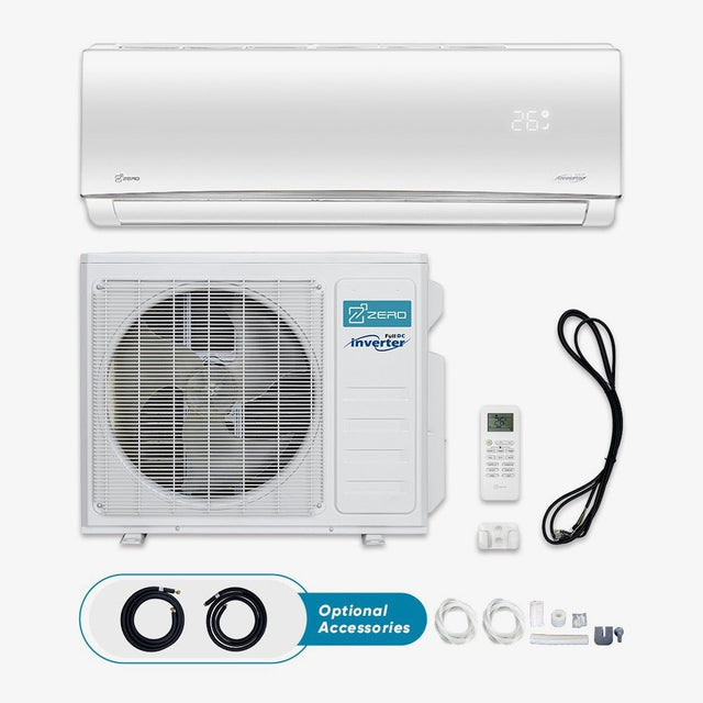 12,000 BTU 18 SEER2 Zero Z Max R454B Series, Cooling & heating, 115V~/60Hz/1P, System with Installation Kit WiFi Enabled - ZMSB-12HVT110-USR2-ID-R454B/ZMSB-12HVT110-USR1-Od-R454B