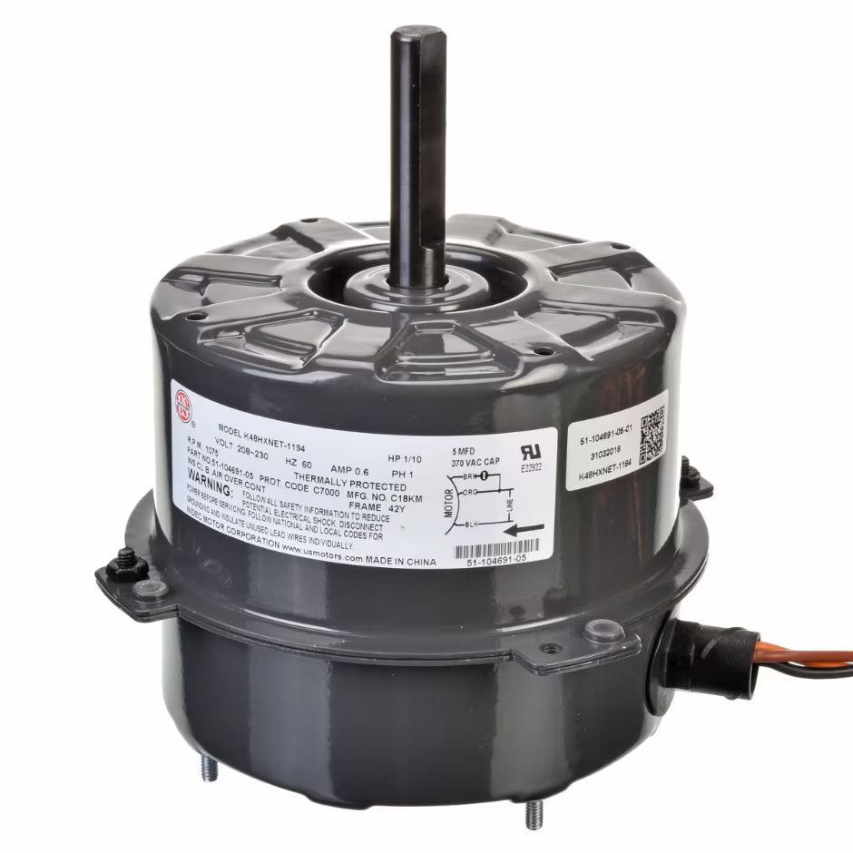Rheem Condenser Motor - 1/10 hp 208-230/1/60 (1075 rpm/1 speed) 51-104691-05