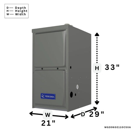 96% AFUE 5 Ton 110,000 BTU Downflow Multi-Speed Gas Furnace - AC units for less