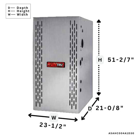 A5AHC004A1D30 R-454B Convertible Air Handler, All-Aluminum Plate Fin Coil, 4-Way Poise, 24V System Control, 208-230/1/60, 24K - 42K BTUH Capacity
