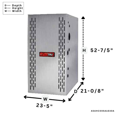 A5AHC005A1D30 R-454B Convertible Air Handler, All-Aluminum Plate Fin Coil, 4-Way Poise, 24V System Control, 208-230/1/60, 36K - 48K BTUH Capacity