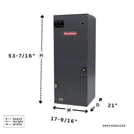 Goodman 2.5 Ton Multi-position Air Handler, 9 Speed ECM Motor, TXV Expansion, AMST30BU1300