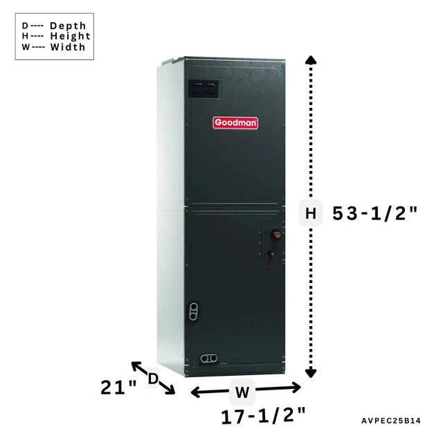 Goodman 2.0 Ton 20 SEER Heat Pump ECM Air Handler AVPEC25B14 GVZC200241
