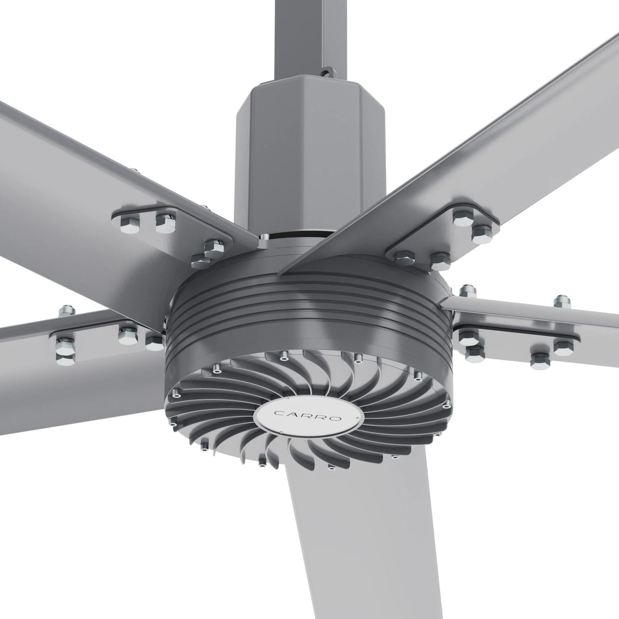 CARRO Makani 14 ft Indoor Silver Neodymium Magnet Direct-Drive Motor Industrial Ceiling Fan with Controller