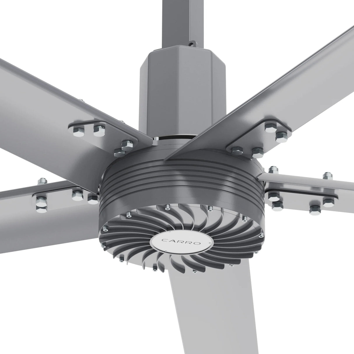 CARRO Makani 16 ft Indoor Silver Neodymium Magnet Direct-Drive Motor Industrial Ceiling Fan with Controller