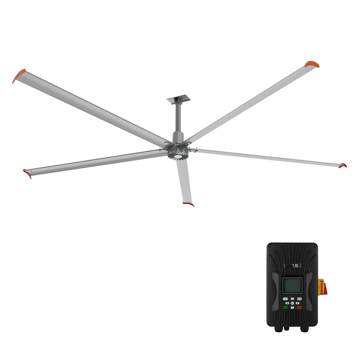 CARRO Makani 16 ft Indoor Silver Neodymium Magnet Direct-Drive Motor Industrial Ceiling Fan with Controller