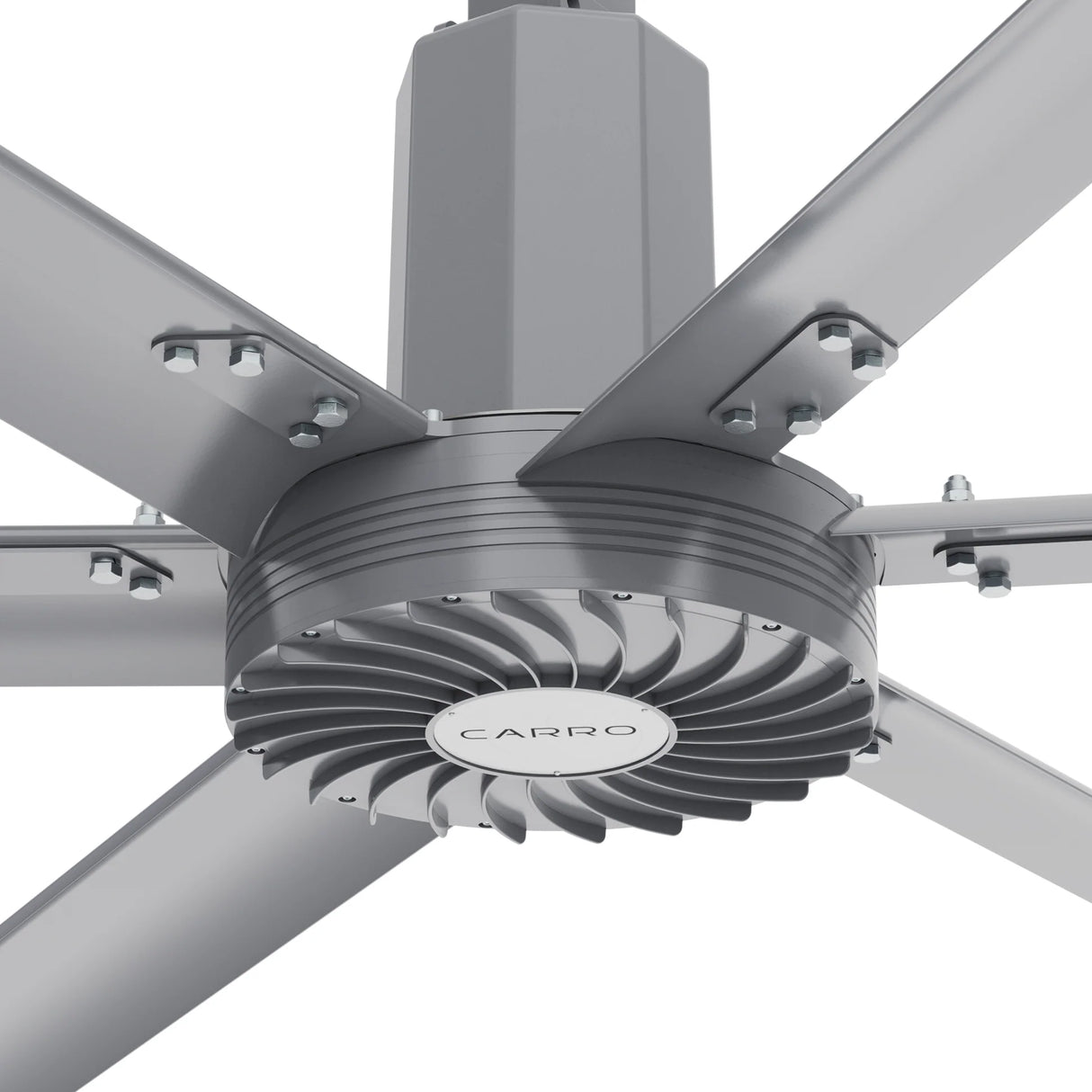 CARRO Visby 20 ft Indoor Silver Neodymium Magnet Direct-Drive Motor Industrial Ceiling Fan with Controller