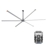 CARRO Visby 22 ft Indoor Silver Neodymium Magnet Direct-Drive Motor Industrial Ceiling Fan with Controller