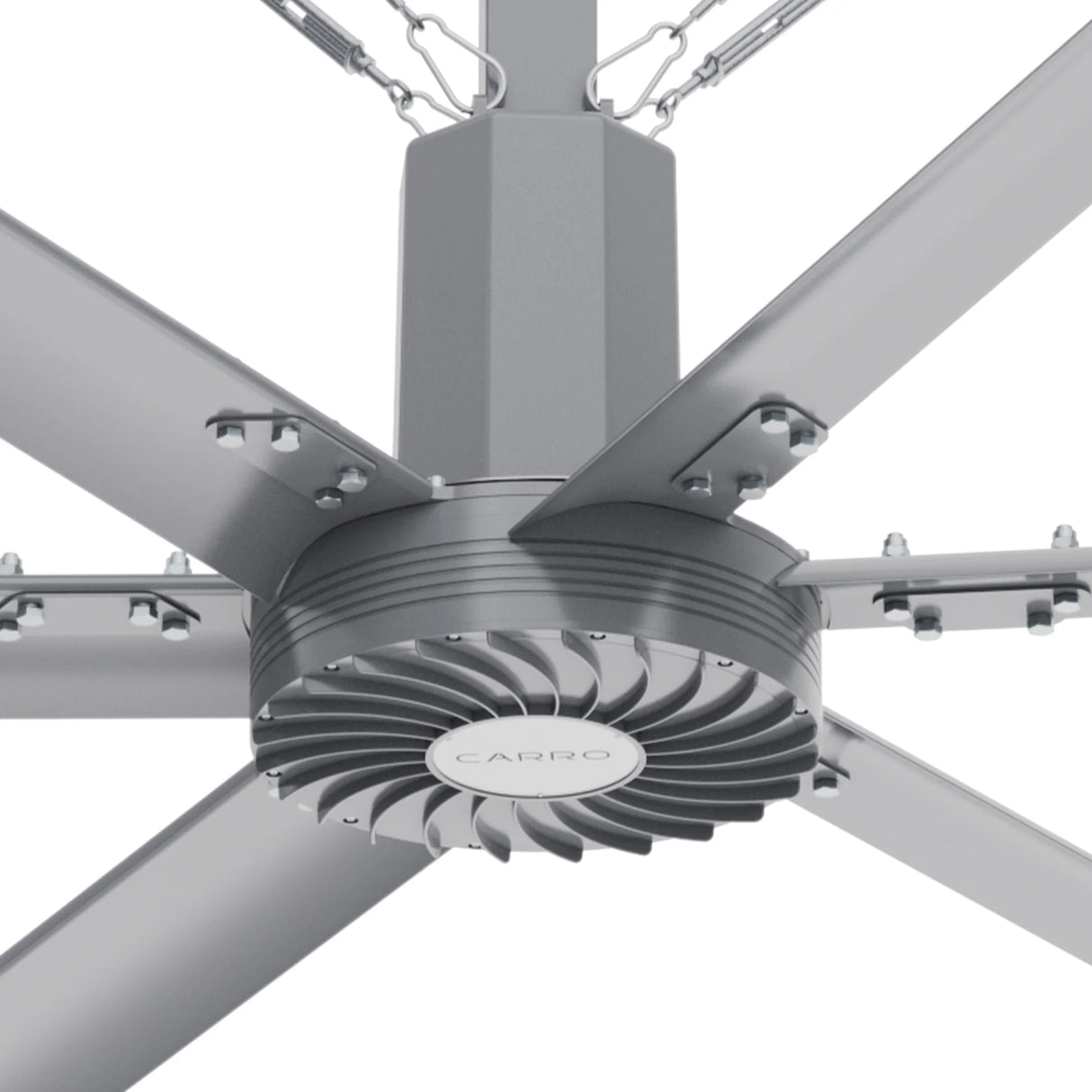 CARRO Visby 22 ft Indoor Silver Neodymium Magnet Direct-Drive Motor Industrial Ceiling Fan with Controller