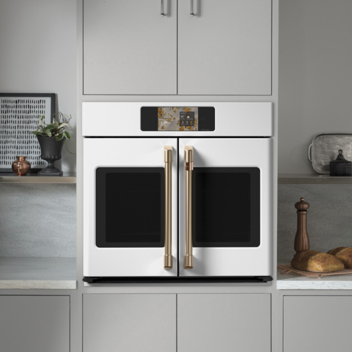 Café 30" Duo Smart Single Wall Oven in Platinum Glass