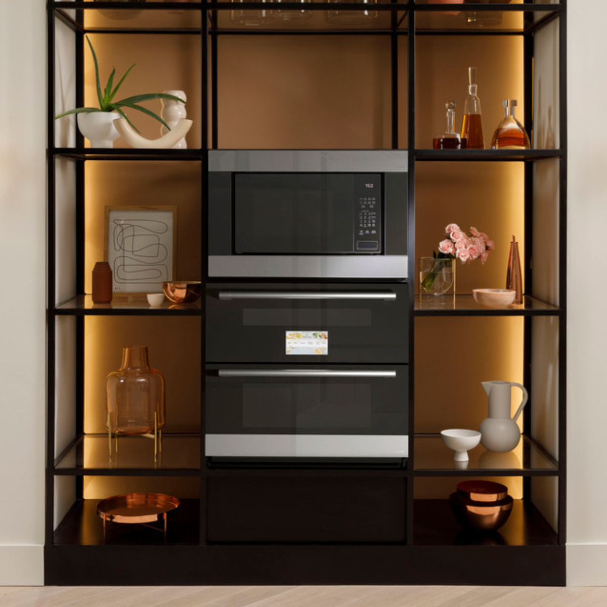 Café 30" Duo Smart Single Wall Oven in Platinum Glass
