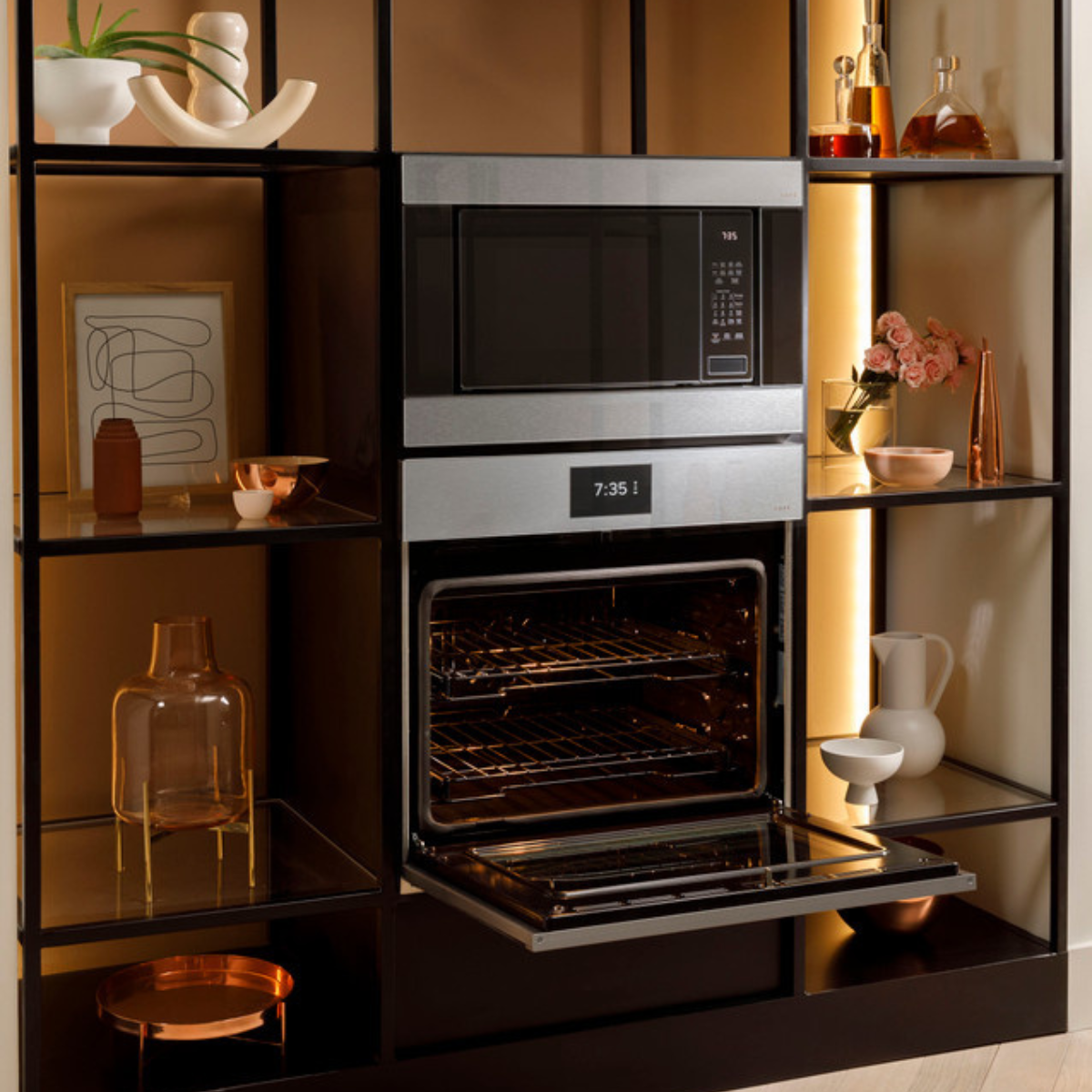 Café 30" Smart Built-In Convection Double Wall Oven in Platinum Glass