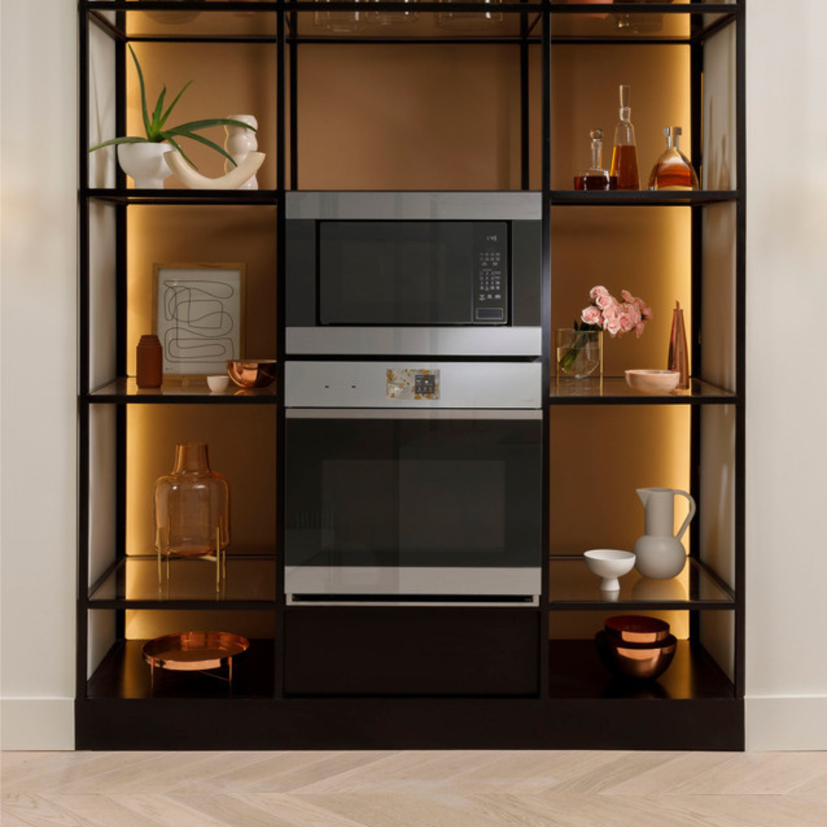 Café 30" Smart Built-In Convection Single Wall Oven in Platinum Glass