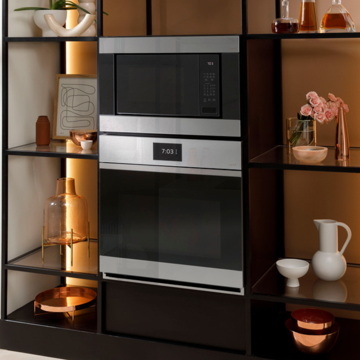 Café 30" Smart Built-In Convection Single Wall Oven in Platinum Glass
