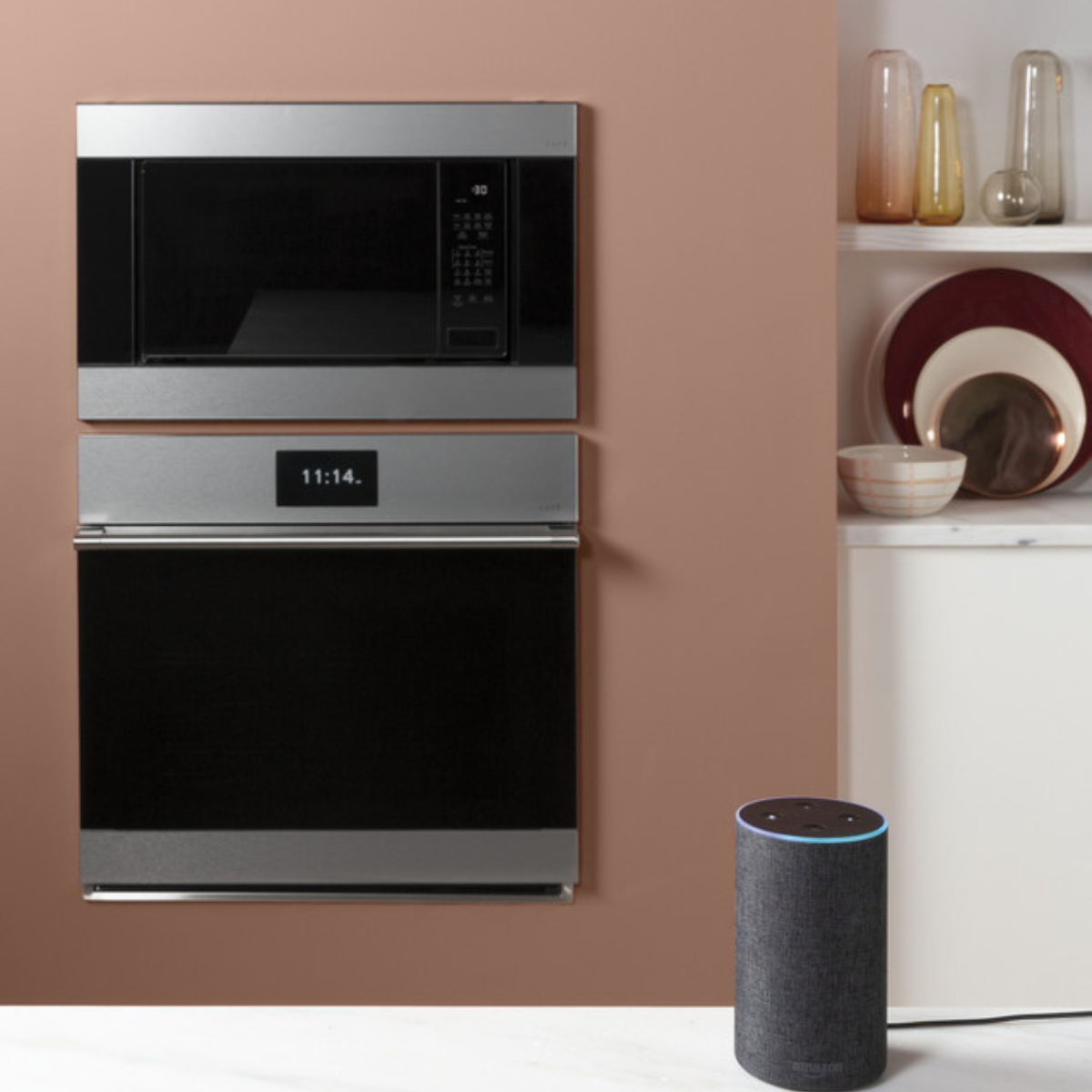 Café 30" Smart Single Wall Oven with Convection in Platinum Glass