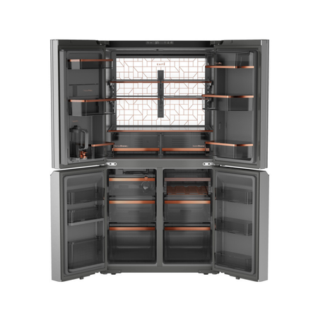 Café ENERGY STAR 28.3 Cu. Ft. Smart Quad-Door Refrigerator in Platinum Glass with Dual-Dispense AutoFill Pitcher