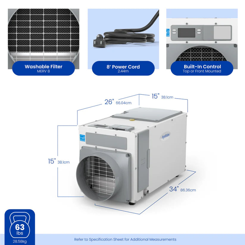 Goodman Dehumidifier 100 pints per day 5500 Sq. Ft. R-32 E100