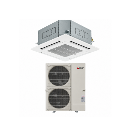 Mitsubishi PLA-AE42NL - PUZ-AK42NL 42,000 BTU 21 SEER2 Four-Way Ceiling Cassette Heat Pump System– R454B