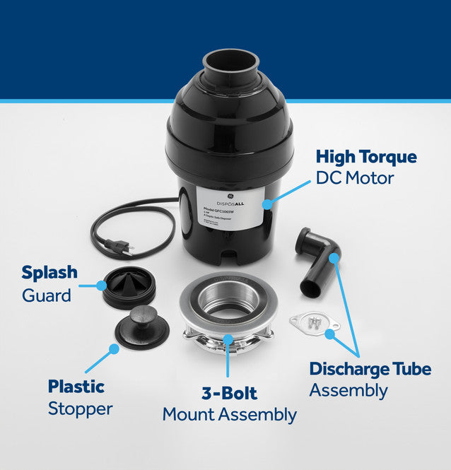 GE Disposal 1 HP Continuous Feed Garbage Disposer GFC1065W