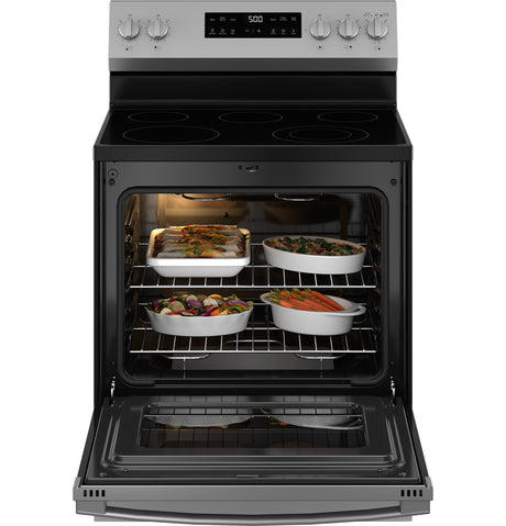 GE® 30" Free-Standing Electric Range with Crisp Mode & Storage Drawer, Stainless Steel – GRF500PVSS