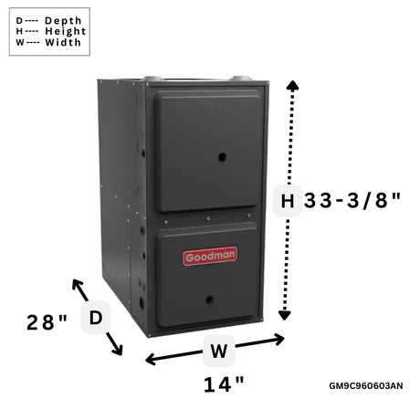 Goodman 1.5 Ton 96% gas furnace multi speed ecm single stage GM9C960603AN