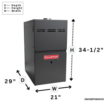Goodman 3.0 Ton 98% gas furnace variable speed ecm modulating GMVM970804CN