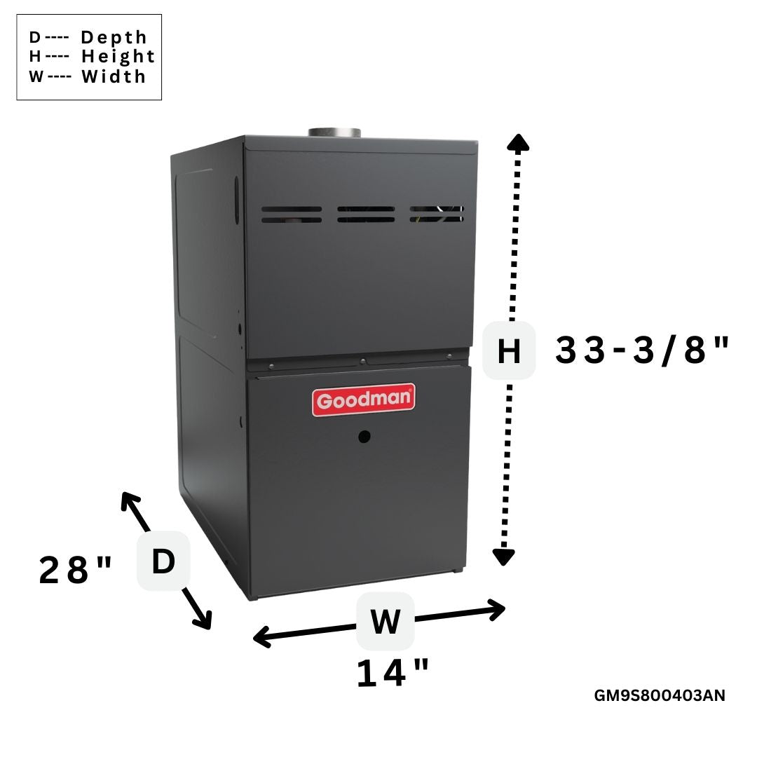 Goodman 40,000 Btu Furnace 80% Upflow Horizontal Single Stage GM9S800403AN - AC units for less