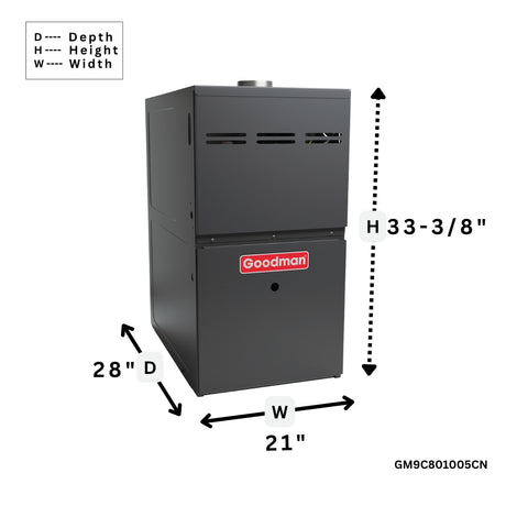 Goodman 5.0 Ton 80% gas furnace multi speed ecm two stage GM9C801005CN