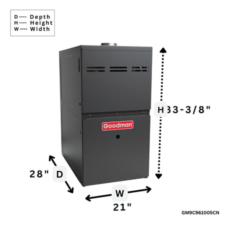 Goodman 5.0 Ton 96% gas furnace multi speed ecm single stage GM9C961005CN