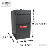 Goodman 80% AFUE Gas Furnace Multi Speed ECM, Two Stage, GC9C800804BX