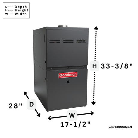Goodman 80% AFUE Gas Furnace Nine Speed ECM, Two Stage, GR9T800603BN