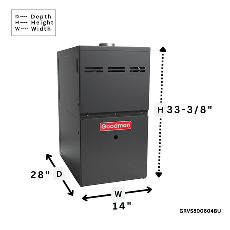 Goodman 80% AFUE Gas Furnace Variable Speed ECM, Single Stage GRVS800604BU