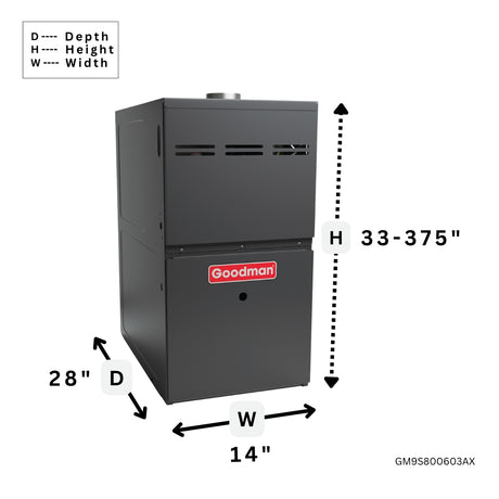 Goodman 80% Gas Furnace and AC System Multi Speed ECM Single Stage GM9S800403AX