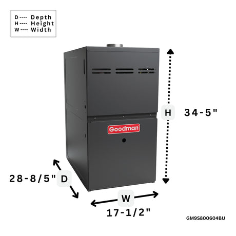 Goodman 80% Gas Furnace and AC System Multi Speed ECM Single Stage GM9S800604BU