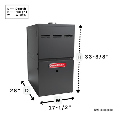 Goodman 80% Gas Furnace and AC System Multi Speed ECM Two Stage GM9C800803BX