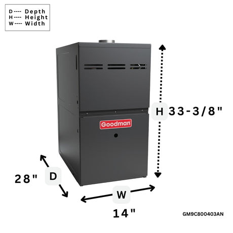 Goodman 80% Gas Furnace and AC System Nine Speed ECM Two Stage GM9C800403AN