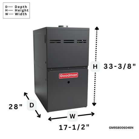 Goodman 80% gas furnace nine speed ecm single stage GM9S800604BN