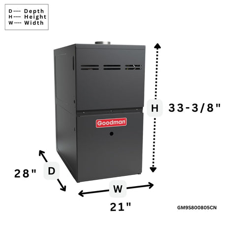 Goodman 80% gas furnace nine speed ecm single stage GM9S800805CN