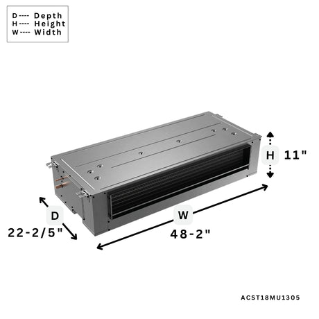 Goodman ACST18MU1305 | ACST Ducted Ceiling Mounted Air Handler, Multi Speed ECM Motor, 1.5 Ton, 48.2 in Cabinet with TXV Expansion, Non-Communicating