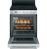 GE® 24" Free-Standing/Slide-In Front Control Electric Range with Steam Clean, Stainless Steel – JAS640RMSS