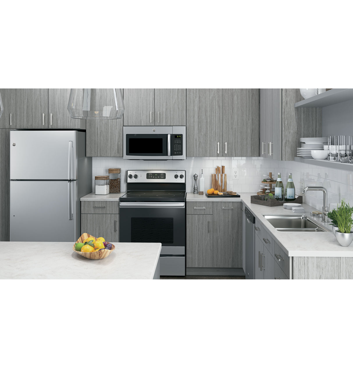 GE® 1.6 cu. ft. Over-the-Range Microwave, 950W, Stainless Steel – JNM3163RJSS